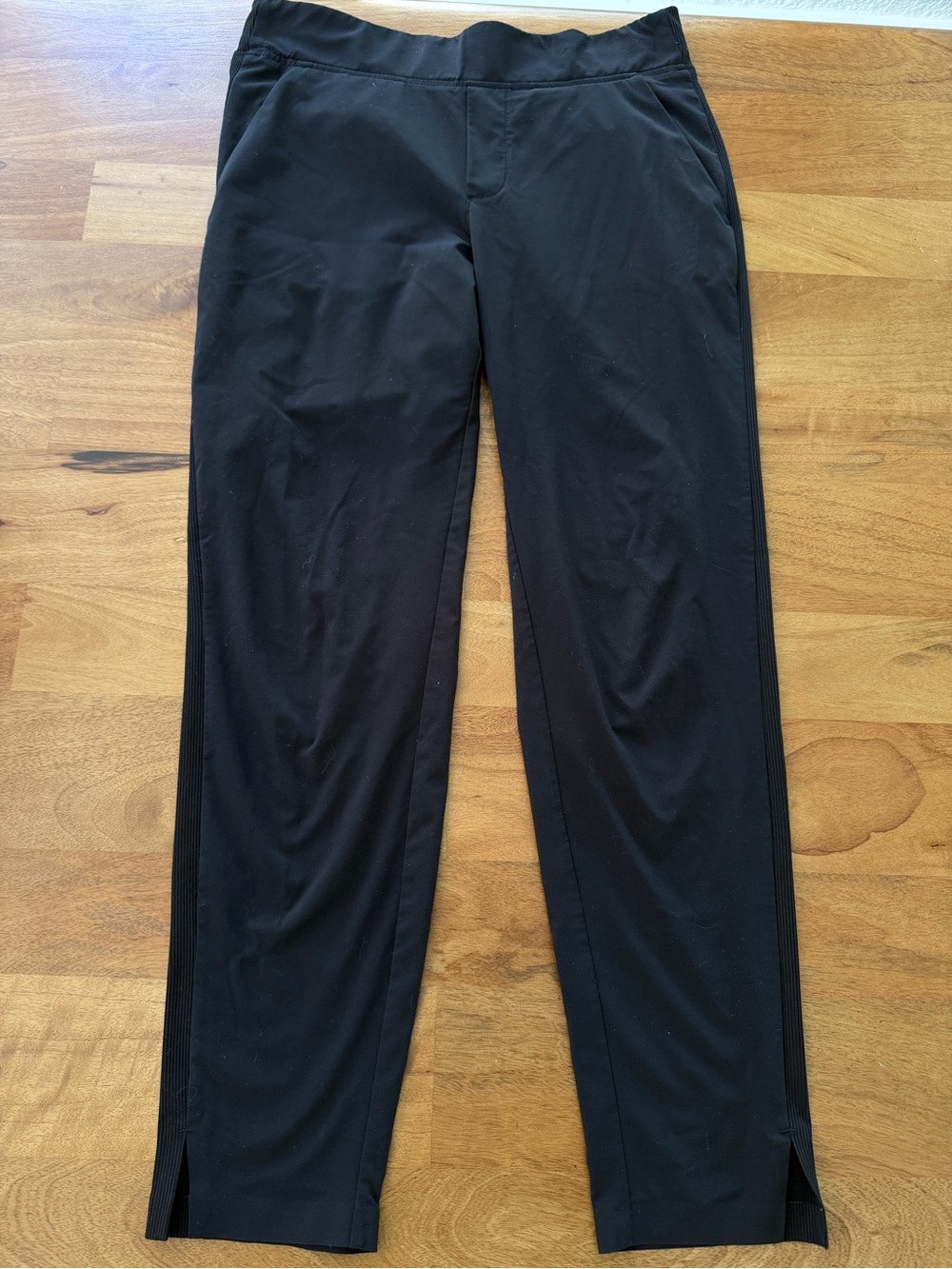 Athleta Black Straight Leg Joggers with Ankle Slits and Side Panel - Size 2